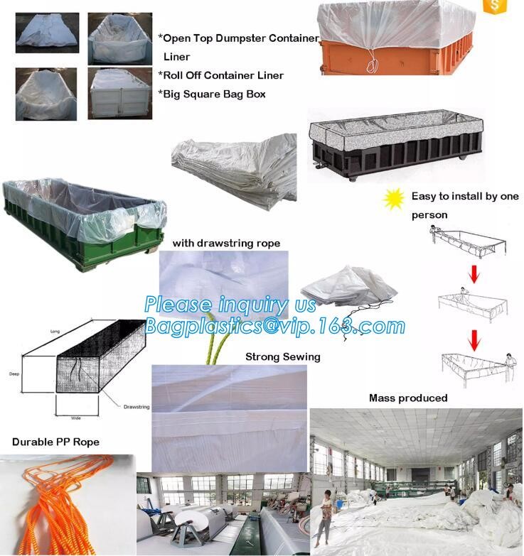 8Mil Open Top Drawstring Dumpster Container Liners,dumpster containe liners for garbage disposable,20 yard drawstring bl