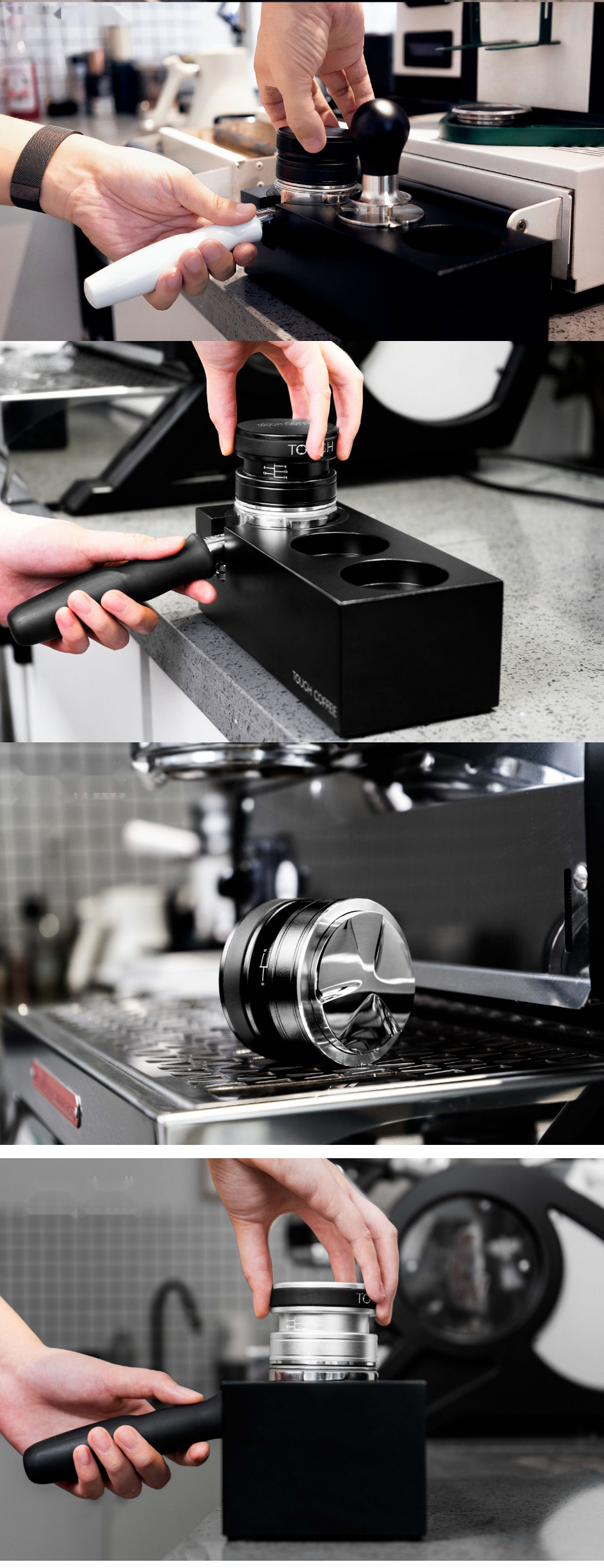 Self-Leveling 58mm Espresso Distributor Tamper Sustainable Metal Wood Barista Tool