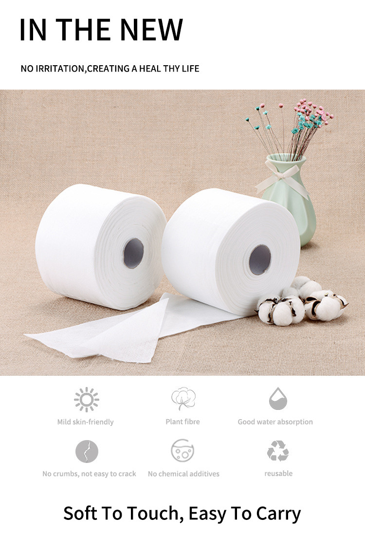 Pearl Grain Disposable Face Washcloths Ultra Soft 100% Viscose Face Towel Roll