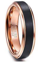 Elegant Gentdes Jewelry 8mm Flat Rose Gold and Matte Black Tungsten Carbide