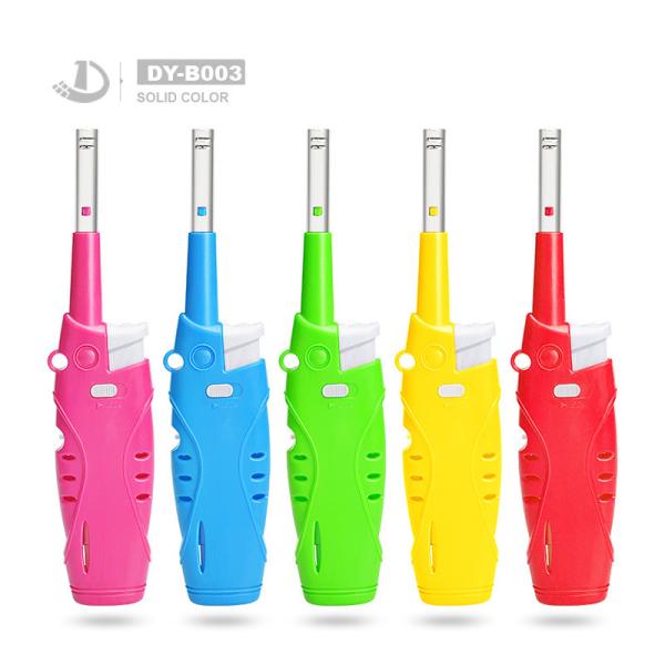 Plastic Material BBQ Lighter Dy-B003 OEM Long Gas Lighter Windproof Kitchen