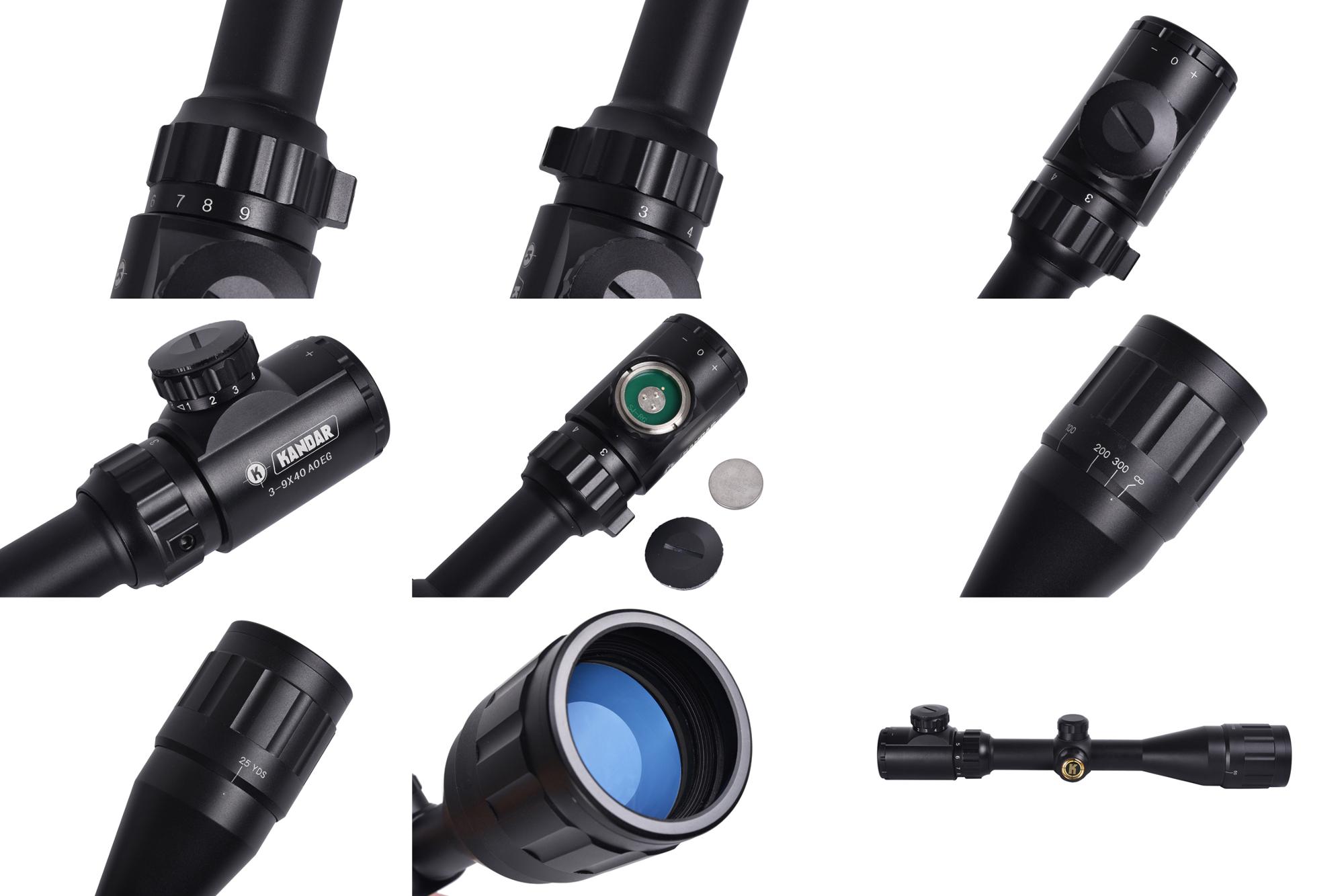Outdoor Shooting 3-9x40 Scope with RGB Illuminated Sight and 40mm Objective Lens