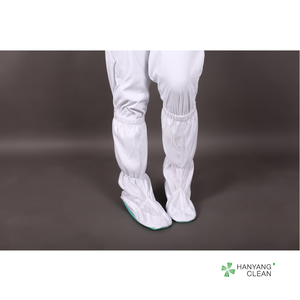 Blue stripe antistatic ESD cleanroom booties anti slip PVC safety soft sole long boots