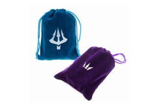 Quality 9 x 11.5cm Drawstring Gift Bags , Purple And Blue Soft Velvet Jewelry Bag wholesale