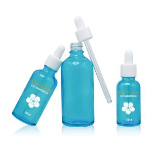Quality 50ml Oil Dropper Glass Bottle Painting Blue Cosmetic Container wholesale