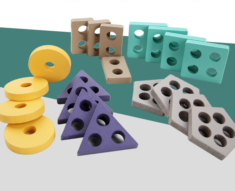 Geometric 14cm Wooden Math Toy Montessori Math Blocks Preschool Teaching