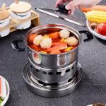 Fashion Simple Stainless Steel Hot Pot Kitchen Hotel Single Portable Alcohol