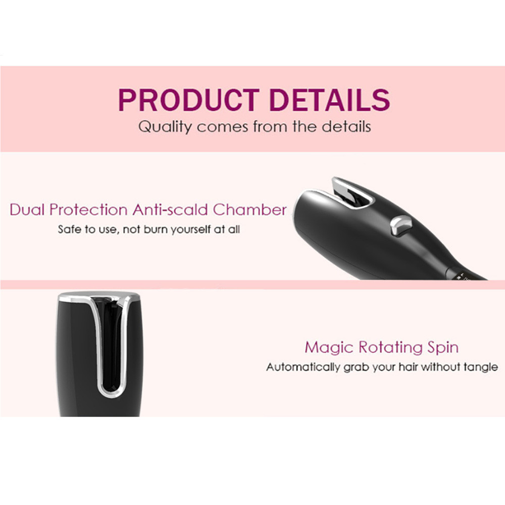 Deep Wave PTC Hair Rotating Curling Iron Titanium Ceramic Coating