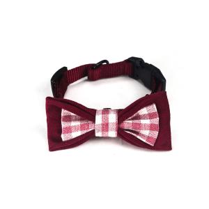 Quality Wide Yellow Red Nylon Dog Collars Personalised Christmas Thanksgiving Dog Bow Tie wholesale