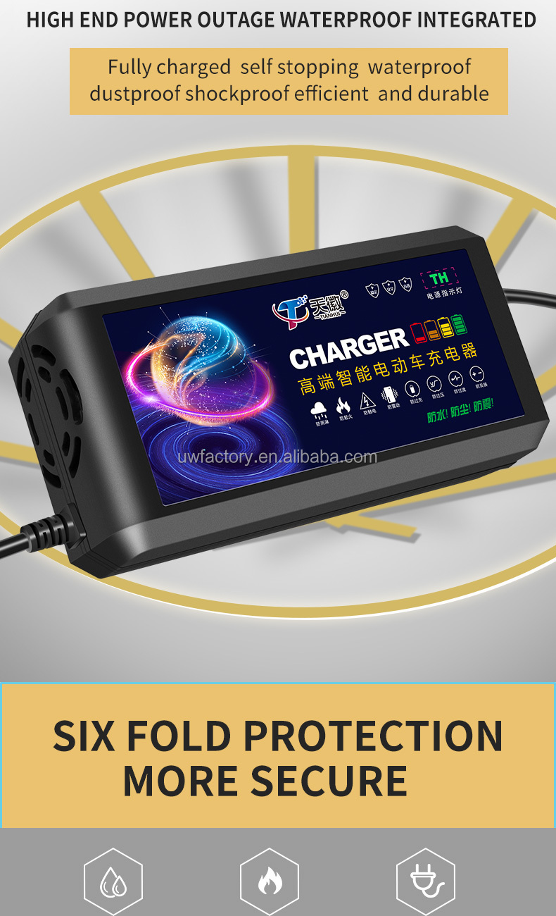 Electric Vehicle Scooter Lead Acid Battery Charger Eu Au Uk Jp 48v 60v 72v 12ah 20ah 32ah 6 Lamps Bicycle Tricycle E-bike