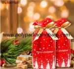Biodegradable CPE Drawstring Christmas Gift Bags