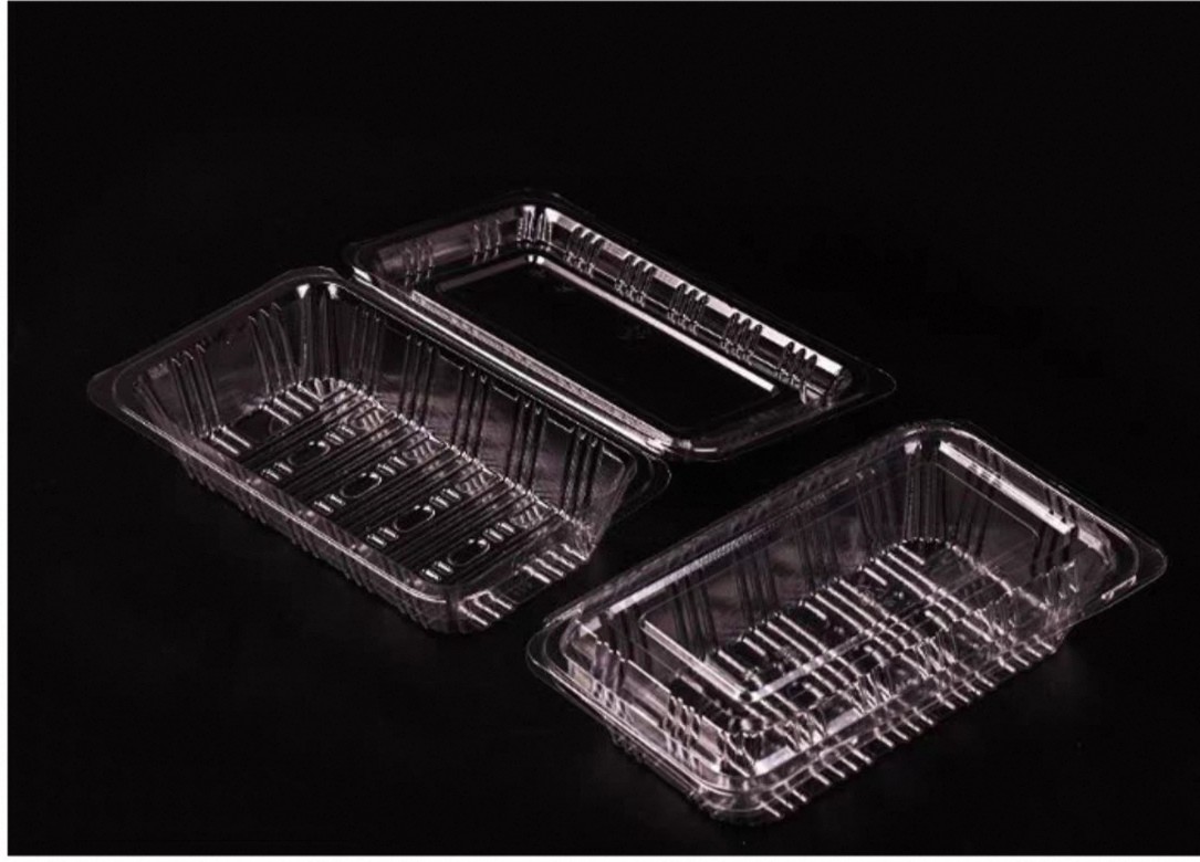 Transparent Vegetable Box Disposable Fruit PET Box Clamshell Hinge Salad Pastry Takeaway Box No Hole With Lid