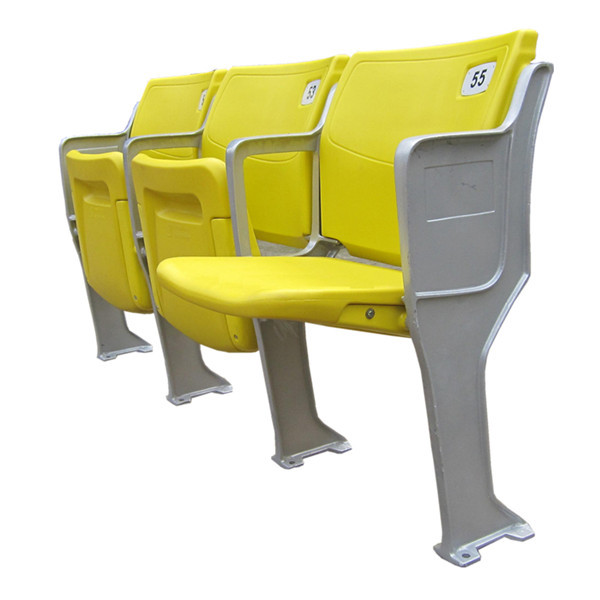 Yellow Blow Molding Anti UV Foldable Stadium Seats Aluminum Leg