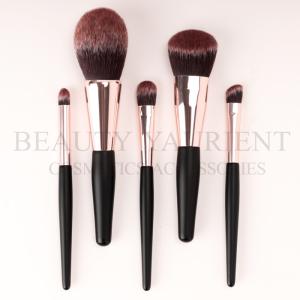 Quality Rose Gold Ferrule Short Mini Makeup Brush Set 3tone Hair Wood Makeup Brush kit wholesale