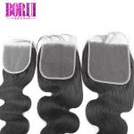 Body Wave Raw Virgin Human Hair Transparent Lace Closure Natural Color Free Part
