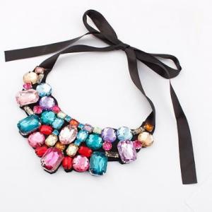 Quality Black Strap Dance Costume Accessories Sparkle Rhinestone Statement Necklace wholesale