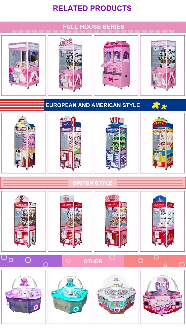 Pink Toy Crane Machine , Romantic Full House Luxury Boutique Mini Toy Catching Machine