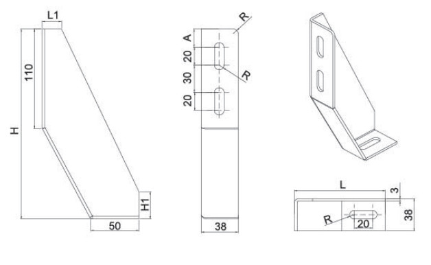 MV-FB90210 Foundation Bracket Aluminium Profile Accessories