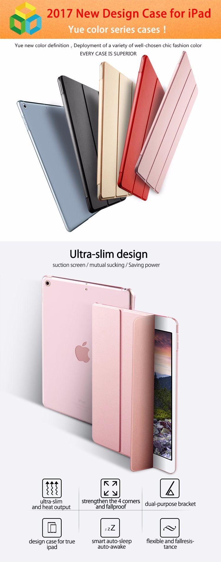 Ultra Slim Protective Leather Case / Tablet Case Cover Saving Energy Anti Skid