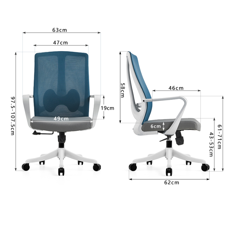 Adjustable Height Mid Back Staff Swivel Mesh Office Chair with Solid Wood Legs Armrest
