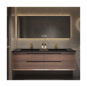 Quality OEM Service Sintered Stone Bathroom Vanity Countertop with LED Mirror Storage Cabinet wholesale
