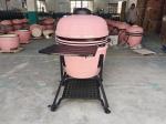 Charcoal 22 Inch Pink Ceramic Kamado Grills BBQ Bamboo Handlle
