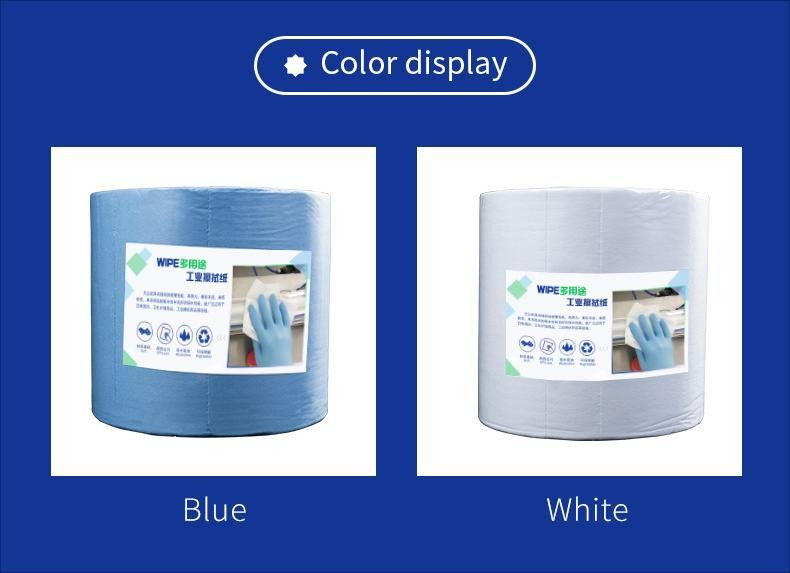 Oil Absorbing Disposable Low Lint Wipes For Cleaning Blue Enhanced Wiper Paper Roll Industrial