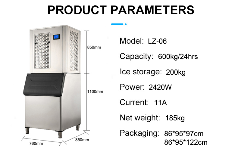 600kg Yield LZ-06 Suppliers Commercial Flake Ice Maker Machine with Ice Storage 200kg