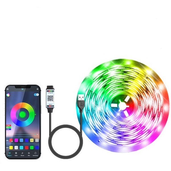 TV Lighting With 5m RGB LED Strip Light Set And Bluetooth Control