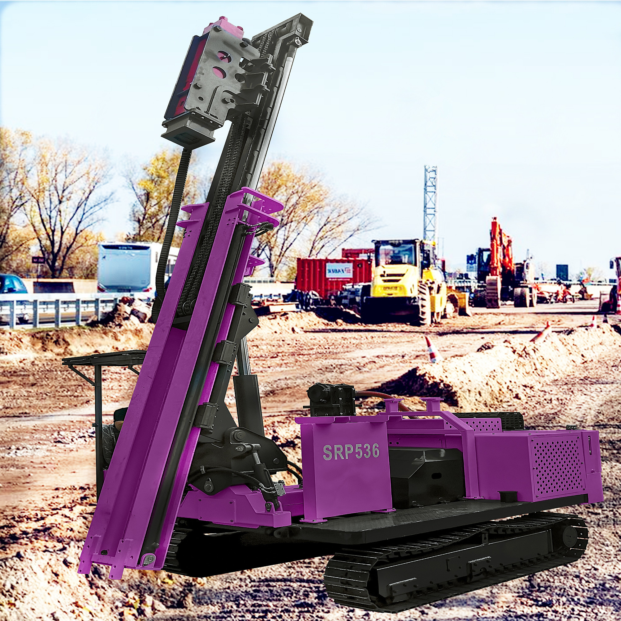 Ground Screw Pile Driver Machine Power 70KW Solar Pile Driving Equipment Portable Rotary Pile Driver