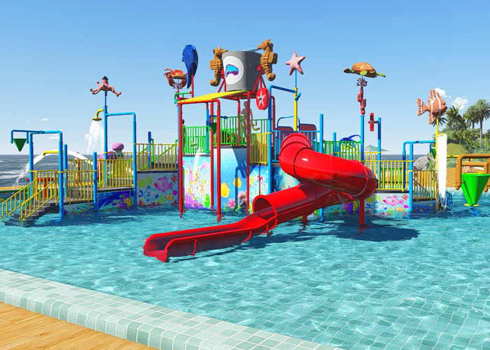 Family Slide Theme Park Design Spiral / Straight Fun Interactive Water Rides