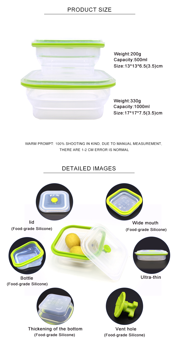 800ML Biodegradable Collapsible Kitchen Storage Containers