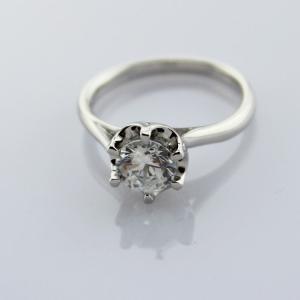 Quality Sterling Silver Engagement Ring with 6mm Round Solitaire Cubic Zirconia (F81) wholesale