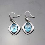 Sterling Silver Blue Topaz Cubic Zircon Dangle Earrings(PSJ06215)