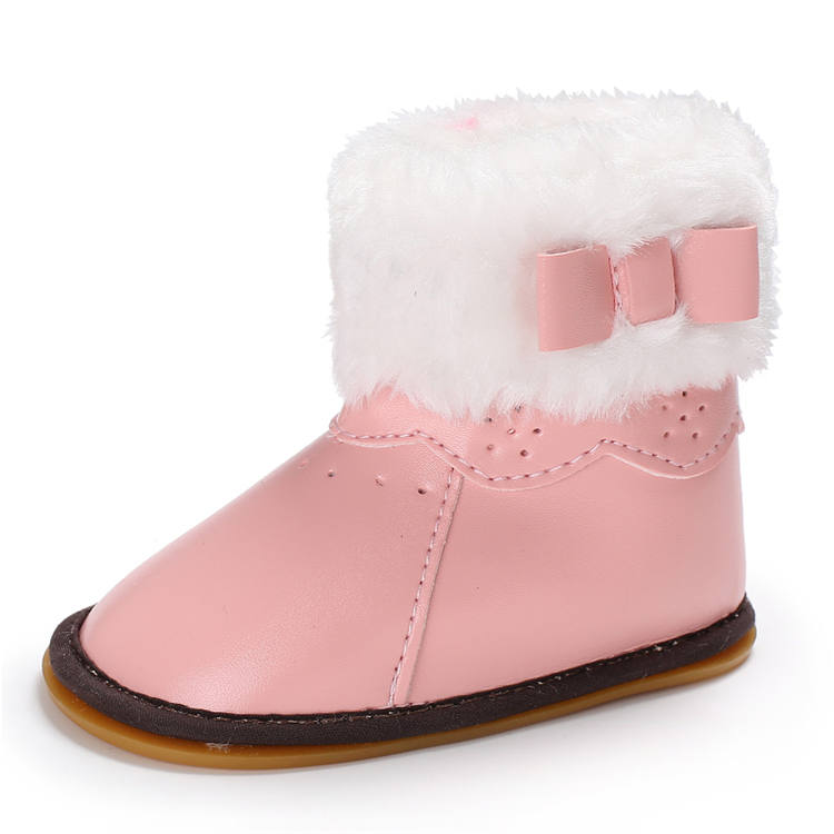 New arrived PU Leather upper Warm plush 0-2 years prewalker crib shoes baby booties