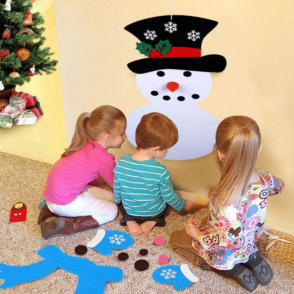 Wall Hanging Felt Christmas Snowman With Detachable Ornaments Xmas Gifts