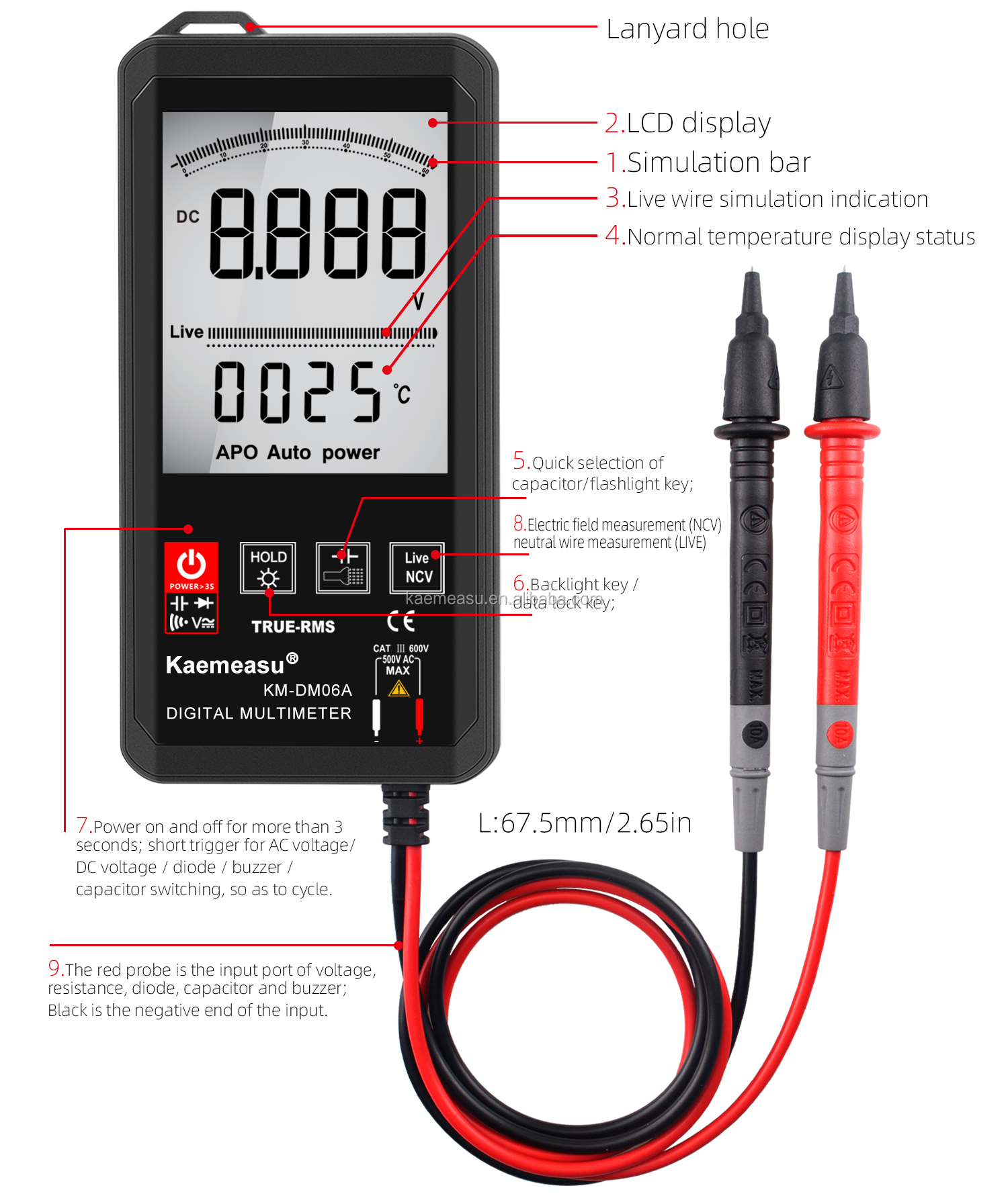 EBTN Display Touch Digital Multimeter 6000 Count Digital Multimetro Ncv Function Neutral Live Wire Test Digital Multimeter