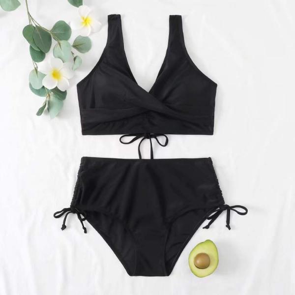 Bandeau Swimming Suits Bikini Stylish Comfortable Beachwear for Women pure color