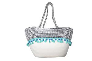 Quality ECO Friendly Fashion Summer Tote Handbag Bohemian Handmade Bali Bags Straw Beach Bag Cotton Canvas Shopping Bags wholesale