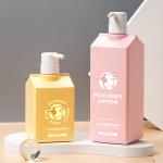 500ml/1000ml Pink/Yellow PET Smooth Bottle With white Pump For shampoo lotion