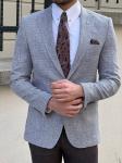 Knitted Grey Purple Business Casual Suit Jacket For Gentlemen