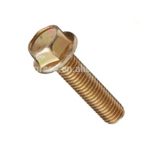 China Zinc Yellow Chromate Plated Hexagon Flange Bolts Grade 5 Steel Hex Head Flange Bolt on sale