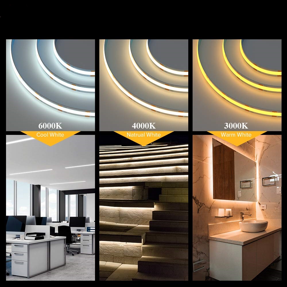 12V 24V LED COB Strip Light Single Colour Flexible 3000K 4000K 6500K