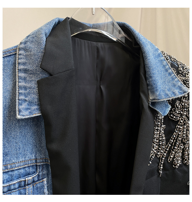 Winter Waterproof Mesh Jacket Denim Detachable Half Ladies Sheath Top Blazers Jackets Women