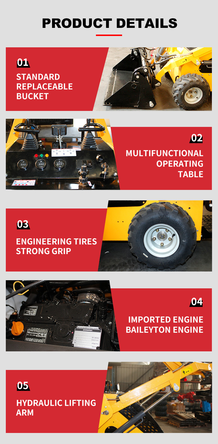 High Load Moment Mini Skid Steer Loader Robust Performance for Construction Site