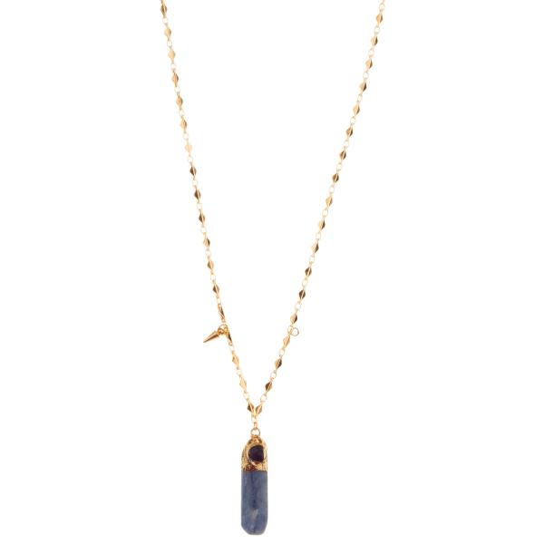 Gold-Plated Gemstone Pendant Necklace Zircon Women Fashion Chain Necklace