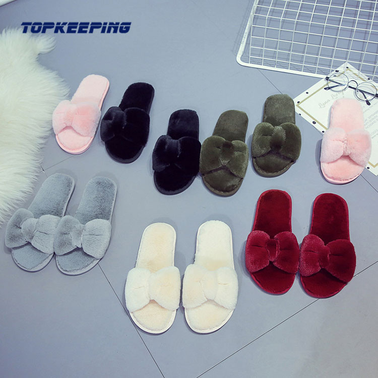 Flat Heel Female Fur Slippers EUR36 - 41 For House