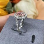 D 0.89ct D 0.938ct Lab Grown Pink Diamond Engagement Ring Oval Cut