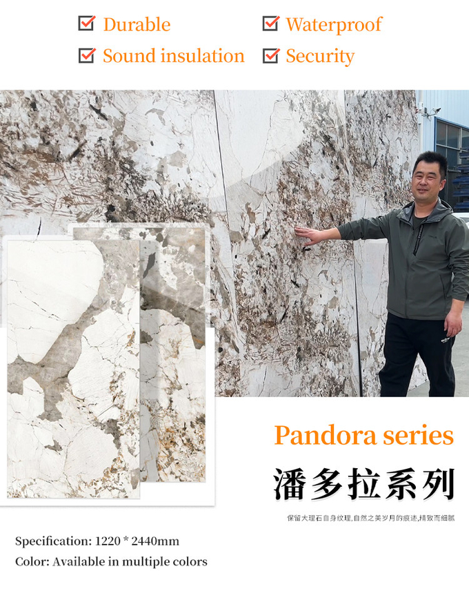 Factory Direct Sales 1.22*2.44 M PET High Gloss Marble Bamboo Charcoal Wall Panel
