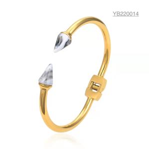 Quality Stainless steel jewelry couple big diamonds bracelet 14k gold adjustable bangles wholesale